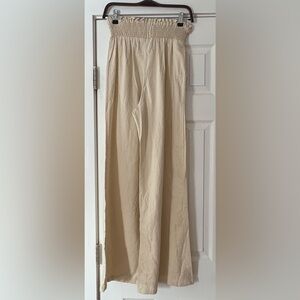 Krisa Revolve Brand 100 Percent Linen Full Length Cream Pants Size XS NWT